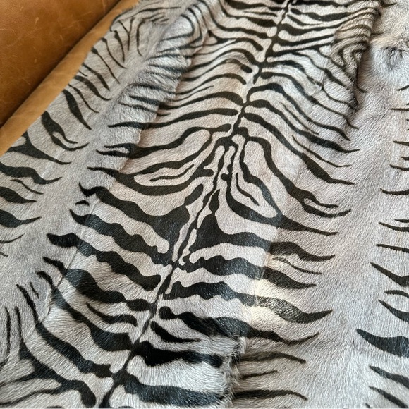 DROMe vintage cowhide Italy fur calf hair cheetah gray mini dress y2k zebra pony - Picture 4 of 15